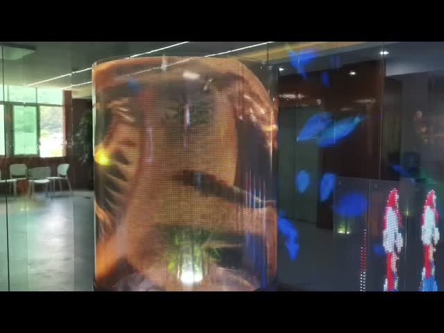 ติดตั้งง่าย จอ LED โปร่งใสแบบโฮโลแกรมความสว่างสูง P3.91 จอ LED โฆษณากลางแจ้ง 3000cd